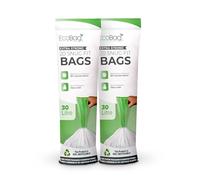 EcoBag - Paquete de 40 bolsas de basura blancas con cordón para cocina, 30 litros, 25 micras, resistentes, extrafuertes, compatibles con Brabantia, ecológicas, resistentes a desgarros, bolsas de