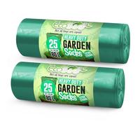 EcoBag Paquete de 50 sacos de jardín extrafuertes y resistentes, 80 litros, 30 micras, reciclables, resistentes a fugas y ecológicas, bolsas de eliminación de residuos de jardín duraderas para uso