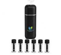 EcoBioPur DriveSense Ambientador para Coche Negro, Difusor de Aroma Ultrasónico USB-C sin Agua, 2 Niveles de Intensidad, Kit de 6 Fragancias de 5 ml con 12 m³ de Cobertura (Negro, 6 unidaes 5ml)