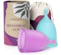 Ecoblossom Copas menstruales reutilizables a prueba de fugas - Silicona de grado médico, sostenibles y ecológicas. Paquete de 1 copa menstrual pequeña y 1 grande