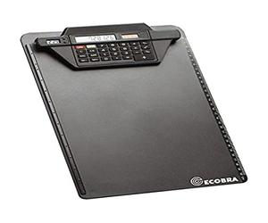 Ecobra 792250 - Portapapeles con pinza para calculadora, color negro