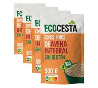 ECOCESTA MEJOR CADA DIA - Copos Suaves de Avena Integral Ecológica - 500 g - Sin Azúcar Añadido - Aptos para Veganos - Alto Contenido en Fibra (Paquete de 4)