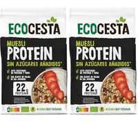 ECOCESTA MEJOR CADA DIA Muesli Protein, 375 g, Cereales de Avena con Soja, Alto Contenido en Proteína y Fibra, Aporta una Dosis Extra de Energía, Cereales de Desayuno (Paquete de 2)