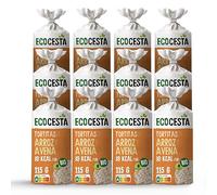 ECOCESTA MEJOR CADA DIA - Pack de 12 Unidades de 115 g de Tortitas Ecológicas de Arroz y Avena - Sin Azúcar Añadido - Aptas para Veganos - Fuente de Fibra - Ideales para Cualquier Momento del Día