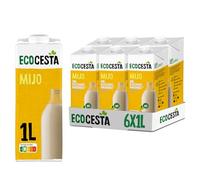 ECOCESTA MEJOR CADA DIA - Pack de 6 Unidades de 1 L de Bebida Ecológica Vegetal de Mijo - Sin Azúcar Añadido y Sin Gluten - Apto para Veganos - Ideal para Tomar Sola, con Café o en Batidos