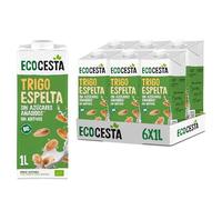 ECOCESTA MEJOR CADA DIA - Pack de 6 Unidades de 1 L de Bebida Ecológica Vegetal de Trigo Espelta - Sin Azúcar Añadido - Apto para Veganos - Con Cacao, Café, en Batidos o con Fruta y Cereales