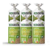 ECOCESTA MEJOR CADA DIA - Pack de 6 Unidades de 127 g de Tortitas Ecológicas de Arroz Integral y Maíz con Manzana y Canela - 127 g - Bajo Contenido en Sal - Sin Gluten - Aptas para Veganos