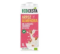 Ecocesta - Pack de 6 Unidades de 1 L de Bebida Ecológica Vegetal de Arroz y Almendra - Sin Azúcar Añadido y Sin Gluten - Apto para Veganos - Ideal para Tomar Sola, con Café o en Batidos