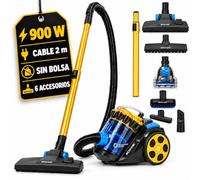 ECODE Aspiradora Sin Bolsa Trineo 900W con Cable, Filtro HEPA, Mascotas | Aspirador potente multiciclónico, cepillo turbo para pelos, tubo telescópico metálico, recogecable, sofás, alfombras, parquet