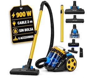 ECODE Aspiradora Sin Bolsa Trineo 900W con Cable, Filtro HEPA, Mascotas | Aspirador potente multiciclónico, cepillo turbo para pelos, tubo telescópico metálico, recogecable, sofás, alfombras, parquet