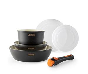 ECODE Juego de Sartenes 20 26 cm y Cazo 16 cm con Mango Extraible | Compatibles con Inducción, Gas, Vitro - Antiadherentes de Acero inoxidable - Aptas Horno y Lavavajillas - Libres de PFOA