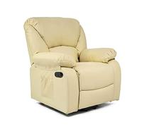 ECODE Sillon de Relax Reclinable Manual Polipiel Masaje Calor | 10 Vibromotores , Reclinación 160º, Función Calor lumbar, Bolsillos, Polipiel | Ideal para Personas Mayores