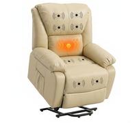 ECODE Sillon Relax Reclinable Electrico de Polipiel con Masaje | Función Levantapersonas, Calor Lumbar y Mandos | Perfecto para Personas Mayores | Montaje Rápido y Fácil