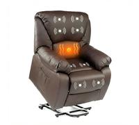 ECODE Sillon Relax Reclinable Electrico Levantapersonas con Masaje y Calor | Cuero Sintetico, Calor Lumbar y Mando | Perfecto para Personas Mayores | Montaje Rápido y Fácil