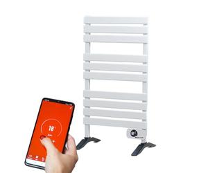 ECODE® Toallero Electrico de Baño con WiFi y Patas, Programable, Pantalla LED, Secatoallas, Control App Tuya - Radiador Secador Calienta Toallas con Termostato, Protección IP24, 500W, Blanco