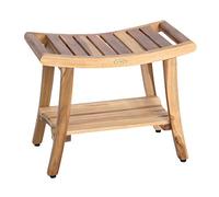 EcoDecors Armonía de EarthyTeak™ Banco de Ducha de Teca Estilo Oriental con Plataforma y Brazos-Patentado 1 24Lx14Wx18.5T Natural