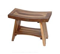 EcoDecors Banco de Ducha, Madera de Teca, Natural, 24 x 12 x 18,5 Pulgadas