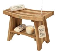 EcoDecors Banco de Ducha, Madera de Teca, Natural, 24 x 12 x 18,5 Pulgadas