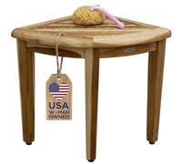 EcoDecors Banco de Ducha, Teca, Madera, Natural, 14.75 x 14.75 x 18.5 Pulgadas