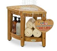 EcoDecors EarthyTeak Banco de Ducha esquinero de Teca Totalmente montado con Estante, para Sentarse, Almacenamiento, Ahorro de reposapiés, 1 18 Pulgadas de Largo x 14.75 Pulgadas de Ancho x 18.5