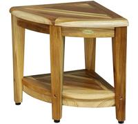 EcoDecors EarthyTeak Banco de Ducha esquinero de Teca Totalmente montado con Estante, para Sentarse, Almacenamiento, Ahorro de reposapiés, 1 18 Pulgadas de Largo x 14.75 Pulgadas de Ancho x 18.5