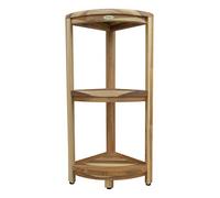 EcoDecors Snazzy Corner Natural ColorThree Tier Shelf Waterproof Teak Wood Shower Bench Stool Seat Chair For Inside Shower Provides Safety, Storage and Organization For Bathroom Accessories