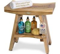 EcoDecors Taburete de Ducha, Madera de Teca, Natural, 45,7 cm