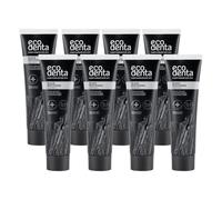 Ecodenta Pasta de dientes de carbón activado Dientes blancos sin flúor 8 Pack I Carbón Negro Pastas dentales Blanqueamiento de dientes I Black Activated Charcoal Teeth Teeth Toothpaste 8x100ml