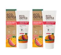 ECODENTA Pasta de dientes ecológica certificada para niños con aloe vera y xilitol, sabor afrutado a chicle, cuidado dental suave antiplaca para niños a partir de 2 años, 75 ml (paquete de 2)