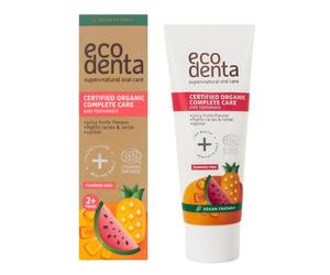 Ecodenta Pasta Dentífrica Infantil Sin Flúor Fruta Jugosa 75ml Pasta Dentífrica Certificada Ecológica con Jugo de Aloe Vera Xilitol