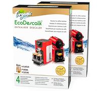 EcoDescalk Descalcificador Cafetera Ecológico 2 x 4 Sobres Monodosis Polvo Antical Natural Compatible con Nespresso, Dolce Gusto, Delonghi, Tassimo, Cafeteras Automáticas y Espresso