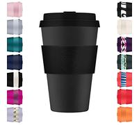 Ecoffee Cup 14oz 400ml Taza de café 100% vegetal reutilizable ecológica con tapa de silicona y funda - Taza de viaje sin melamina y biodegradable, Kerr & Napier