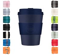 Ecoffee Cup Taza de café reutilizable de 350 ml, ecológica, 100% a base de plantas, con tapa y funda de silicona, sin melamina y biodegradable, apta para lavavajillas y microondas, energía oscura