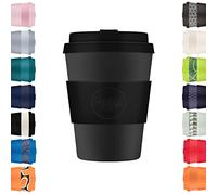 Ecoffee Cup Taza de café reutilizable de 350 ml, respetuosa con el medio ambiente, 100% a base de plantas, con tapa y funda de silicona, sin melamina y biodegradable, apta para lavavajillas y
