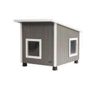 ECOFLEX Albany - Casa para Gatos Extra Grande para Exteriores para múltiples Gatos con Montaje rápido y fácil, 2 Solapas de Puerta de Vinilo Incluidas, Resistente a la Humedad y al Olor