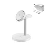 EcoFlow Estación de Carga 3 en 1 Qi2 con Soporte Ajustable, estación de Carga inalámbrica para iPhone, Cargador magnético inalámbrico de 15 W para iPhone 17/16/15/14 Series, Apple Watch y