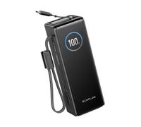 EcoFlow Powerbank 25000mAh 170W con Cables Retráctiles Integrados de USB C 100W, Batería Externa Cargador Portátil 4 Puertos Laptop Power Bank para iPhone 17/16/15, MacBook, Samsung, iPad, Negro