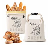 Ecofocet 2 piezas Bolsas para Pan de Cera de Abejas,43×33 cm Bolsas de pan de cera de abejas,con Revestimiento natural de cera de abeja,para Guardar Pan y Productos de panadería (Buckle B)