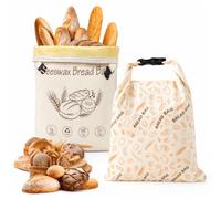 Ecofocet 2 piezas Bolsas para Pan de Cera de Abejas,43×33 cm Bolsas de pan de cera de abejas,con Revestimiento natural de cera de abeja,para Guardar Pan y Productos de panadería (Buckle A)