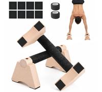 Ecofocet 2 Piezas Paralelas Calistenia,25cm Barras Paralelas de Madera,Push up Bar,Barra Flexiones Soporte Suelo,Puños para flexiones,con 1 Par de Muñequeras,para Entrenamiento de Fuerza y Calistenia