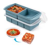 Ecofocet 2 unidades Souper cubes,Bandeja de Cubitos de Sopa,Molde Silicona Congelador,Molde Silicona con Tapa,2+4 compartimentos,Sin BPA,para sopa,caldo, alsa,mantequilla,preparación de comidas