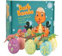 Ecofocet 6 Piezas Bombas de Baño para Niños con Juguete Sorpresa Dinosaurio, Set de Regalo de Bombas de Baño con Aceites Esenciales, Regalo para Niñas y Niños, Ideal para Navidad y cumpleaños