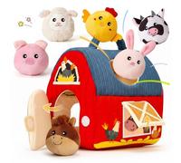 Ecofocet Animales Granja de Peluche Blandos con 6 Animales Interactivo, Juguetes Bebes 6-12 Meses, Juguetes Montessori para Bebes, Regalo Bebe