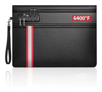 Ecofocet Bolsa de Documentos Ignífuga e Impermeable 6400°F con Cerradura, Doble Compartimento con Cremallera, Bolsa ignífuga para Documentos A4, Pasaporte, Dinero y Objetos de Valor (36 × 27 cm)