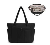 Ecofocet Bolso Tote Mujer, Bolso de Hombro Grande con 8 Bolsillos y Compartimento Portátil 15.6", Bolso Shopper Mujer, Bolsa Acolchado Grande para Trabajo Universidad Escuela Viajes y Gimnasio