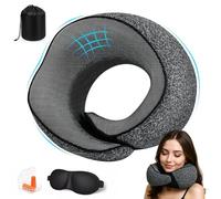 Ecofocet Cojin Cuello Viaje,Almohada Avion,Almohada Viaje Cuello,Cojin Avion Cuello,Travel Pillow,con Máscara de Ojos 3D,Tapones y Bolsa,para Oficina Viajar