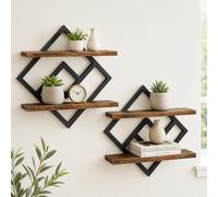 Ecofocet Estantes Flotantes, Juego de 2 Estanteria Pared Madera, Estante de Pared de 2 Niveles, Estantes de Pared de 40cm, Baldas Flotantes Pared Rústicos y Decorativas, para Salon, Dormitorio, Baño