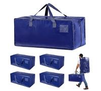 Ecofocet Pack de 4 Bolsas de Mudanza, 92L Grande Bolsas de Almacenamiento para la Mudanza Extra Grande con Cremallera, Bolsas para Guardar Ropa Edredones, Alternativa a las Cajas de Mudanza, Azul
