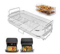 Ecofocet Rejilla Air Fryer Apilable para Ninja AF500EU, Rejilla de airfryer compatible con COSORI Dual Blaze Twinfry 10 L, Rejilla para Freidora de Aire para patatas fritas y alitas de pollo