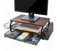 Ecofocet Soporte Monitor Escritorio, Mesa Elevador Monitor, Soporte Monitors Escritorio con Cajones, Elevador de Mesa con Organizador para Almacenamiento para Computadora/Impresora